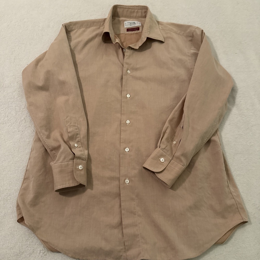 Kamakura Maker's Shirt 16 32.5 Button Down Oxford Cotton Linen Japan Slim Tan